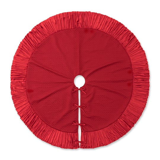 Glitzhome® Deluxe Velvet Ruffled Christmas Tree Skirt in Red | 72" | Michaels®